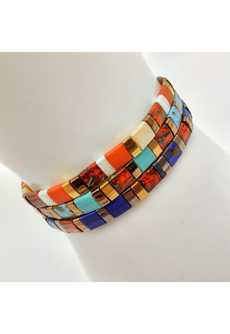 Set 3 bratari elastice cu margele Miyuki din Japonia CZM-556 - Multicolor