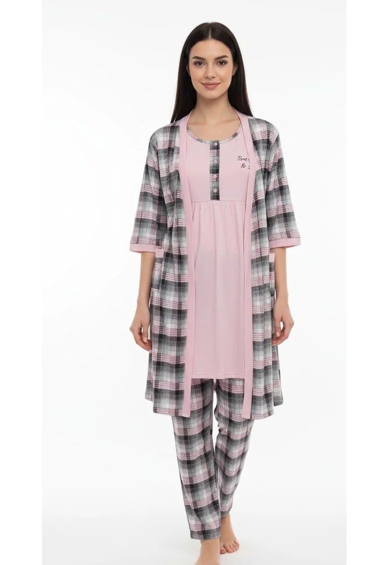 Set pentru dame din capot si pijama - din bumbac