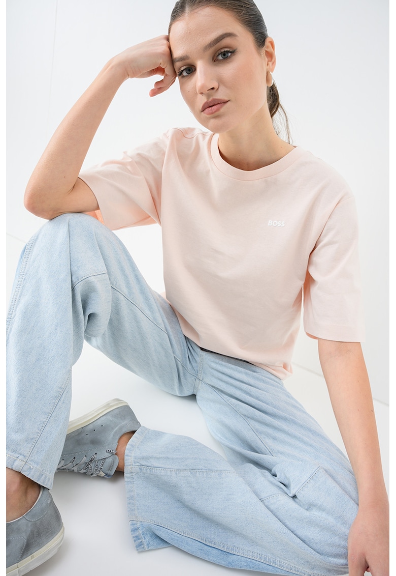 Tricou lejer de bumbac - Roz pastel