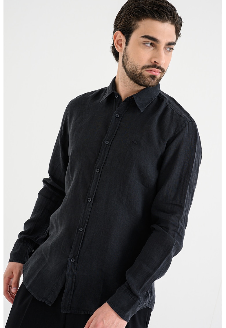 Camasa uni de in - Negru stins