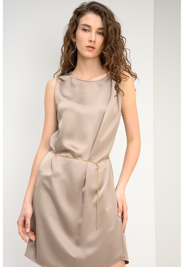 Rochie din satin Koberi - Maro nisip