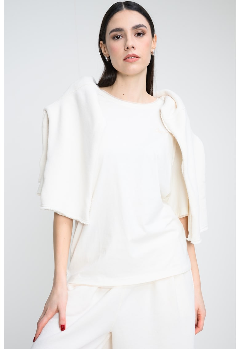 Tricou lejer cu model uni - Alb fildes