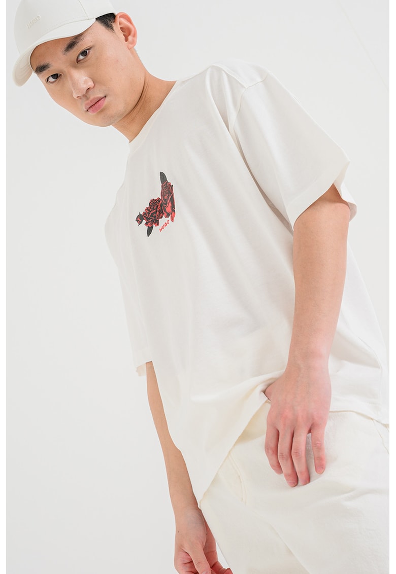 Tricou de bumbac cu imprimeu pe spate - Alb