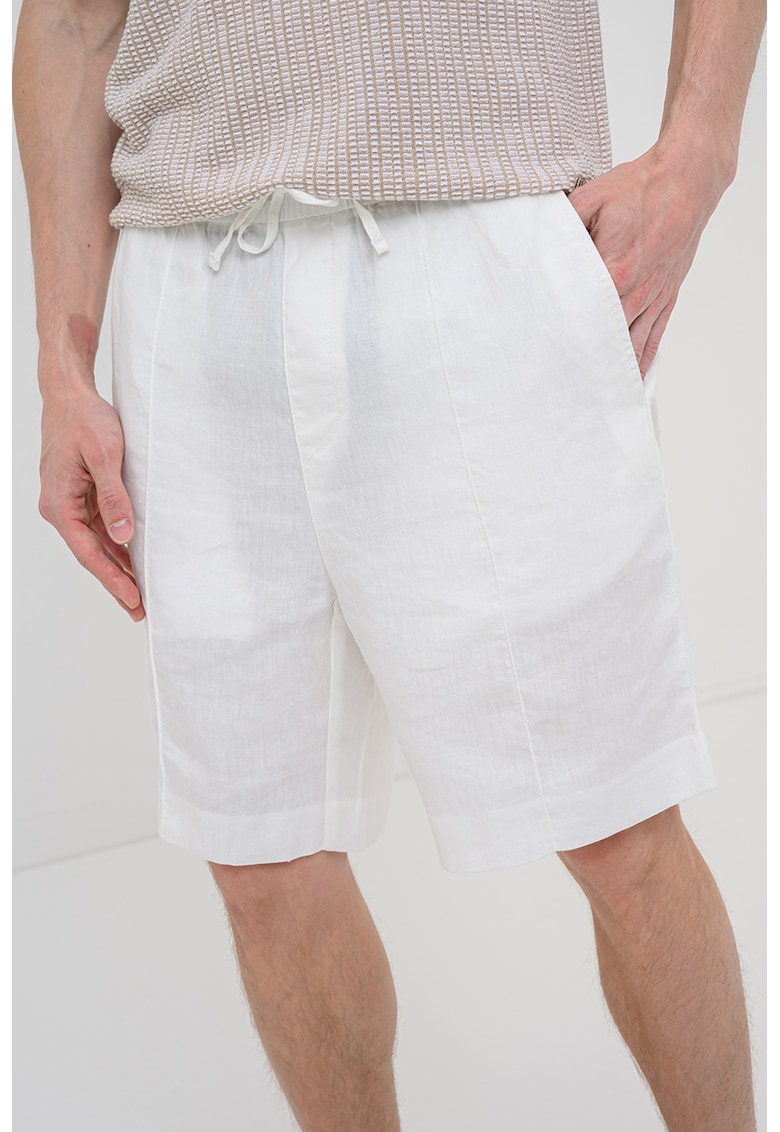 Pantaloni scurti din amestec de in Cino - Alb