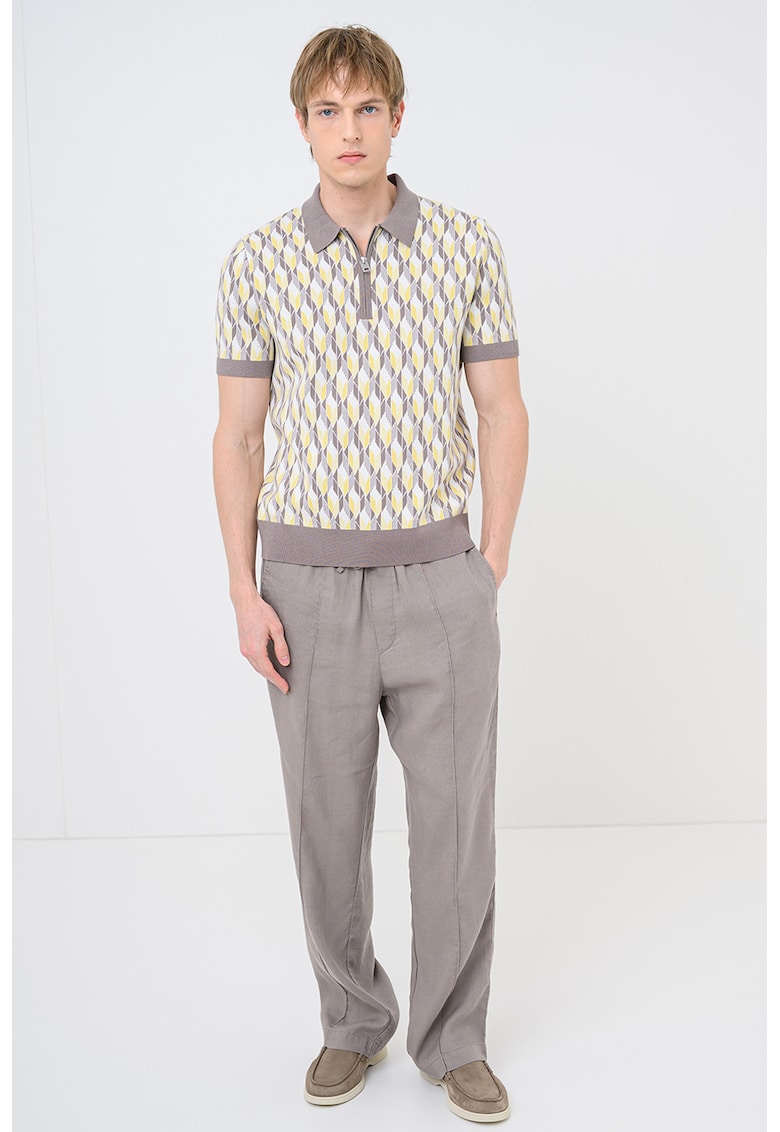 Pantaloni regular fit din amestec de in Cino - Maro deschis