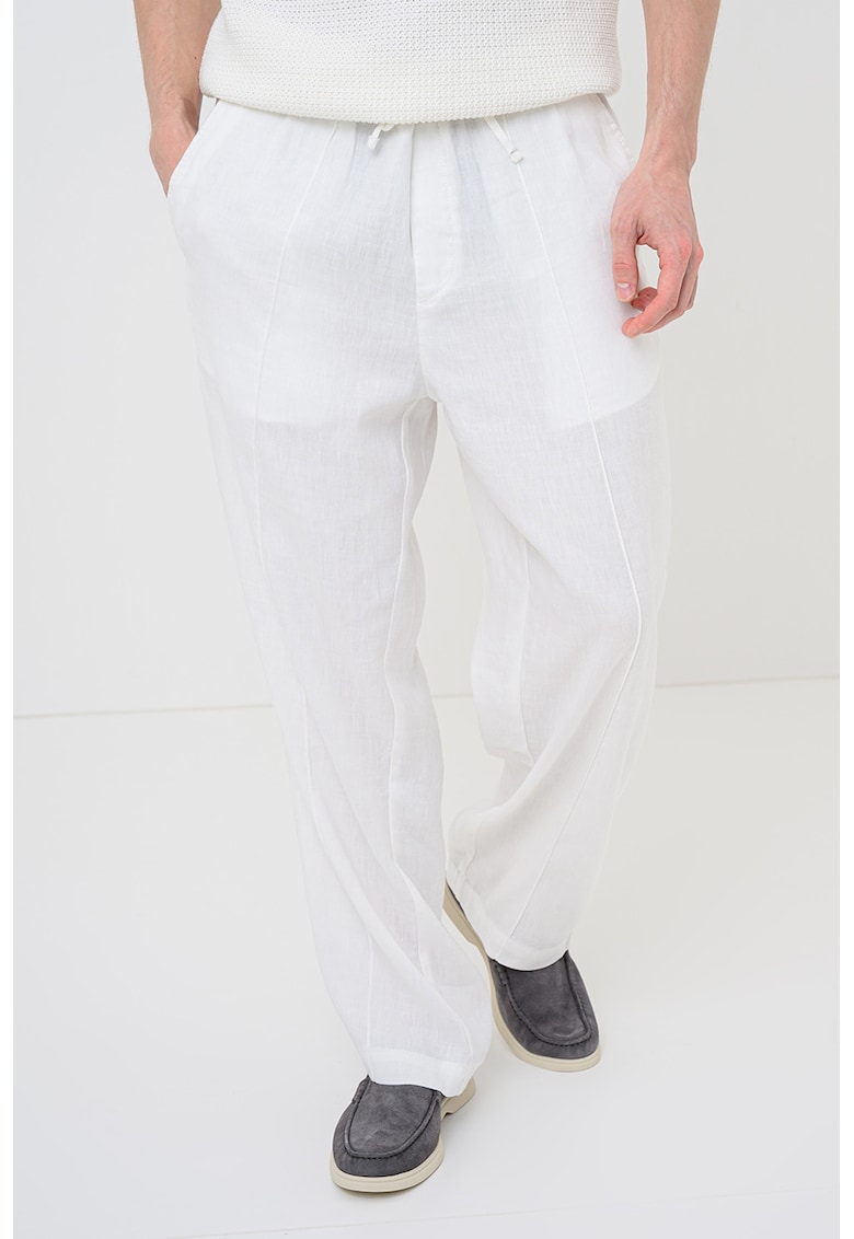 Pantaloni regular fit din amestec de in Cino - Alb
