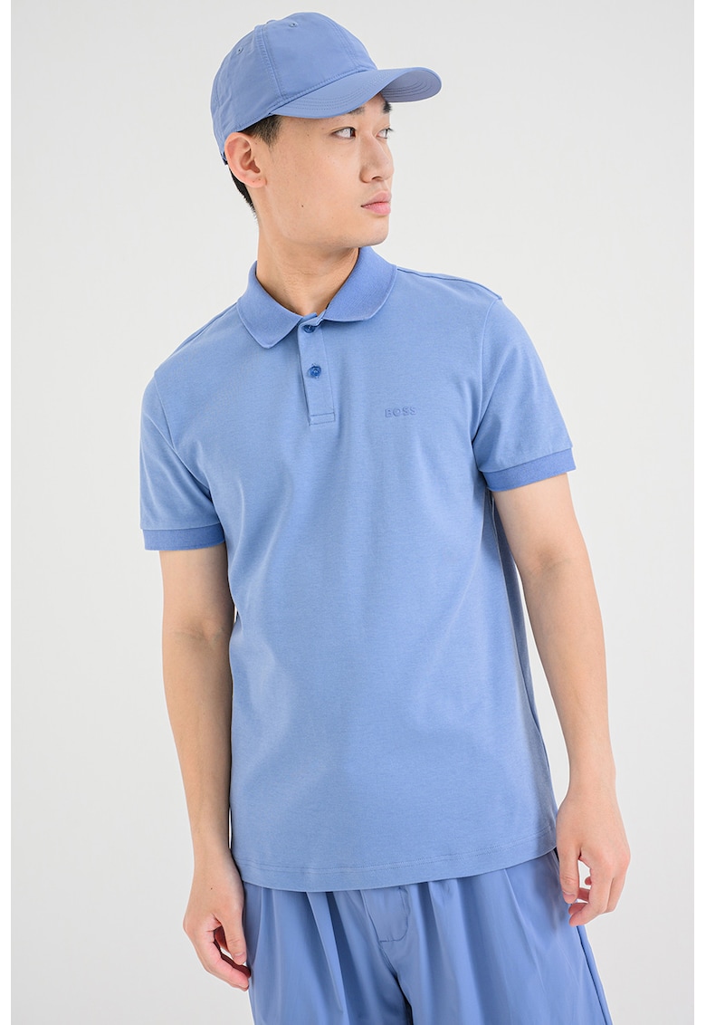 Tricou polo regular fit cu logo - Albastru lavanda