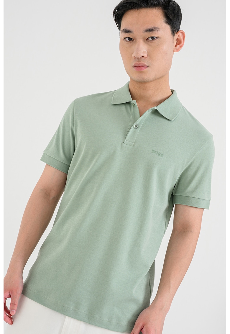 Tricou polo regular fit cu logo - Verde deschis