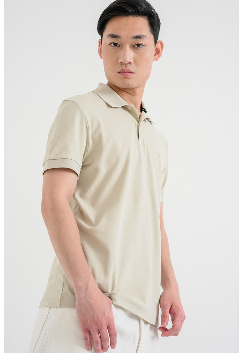 Tricou polo regular fit cu logo - Verde pal