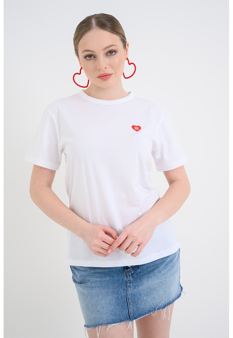 Tricou regular fit cu aplicatie discreta cu inima Damacia - Alb optic