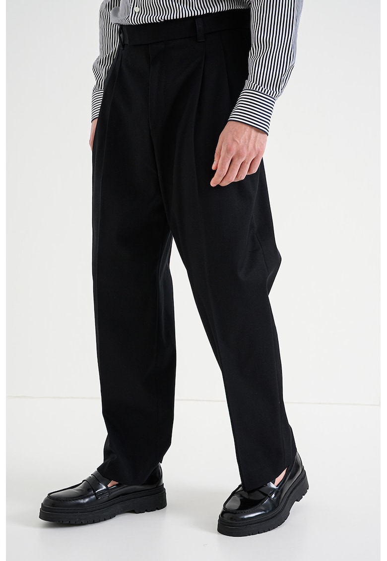 Pantaloni supradimensionati cu pensa - Negru