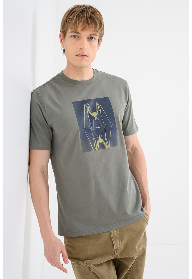 Tricou cu model grafic Creature - Verde stins