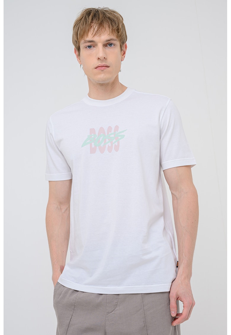 Tricou de bumbac cu imprimeu logo - Alb optic