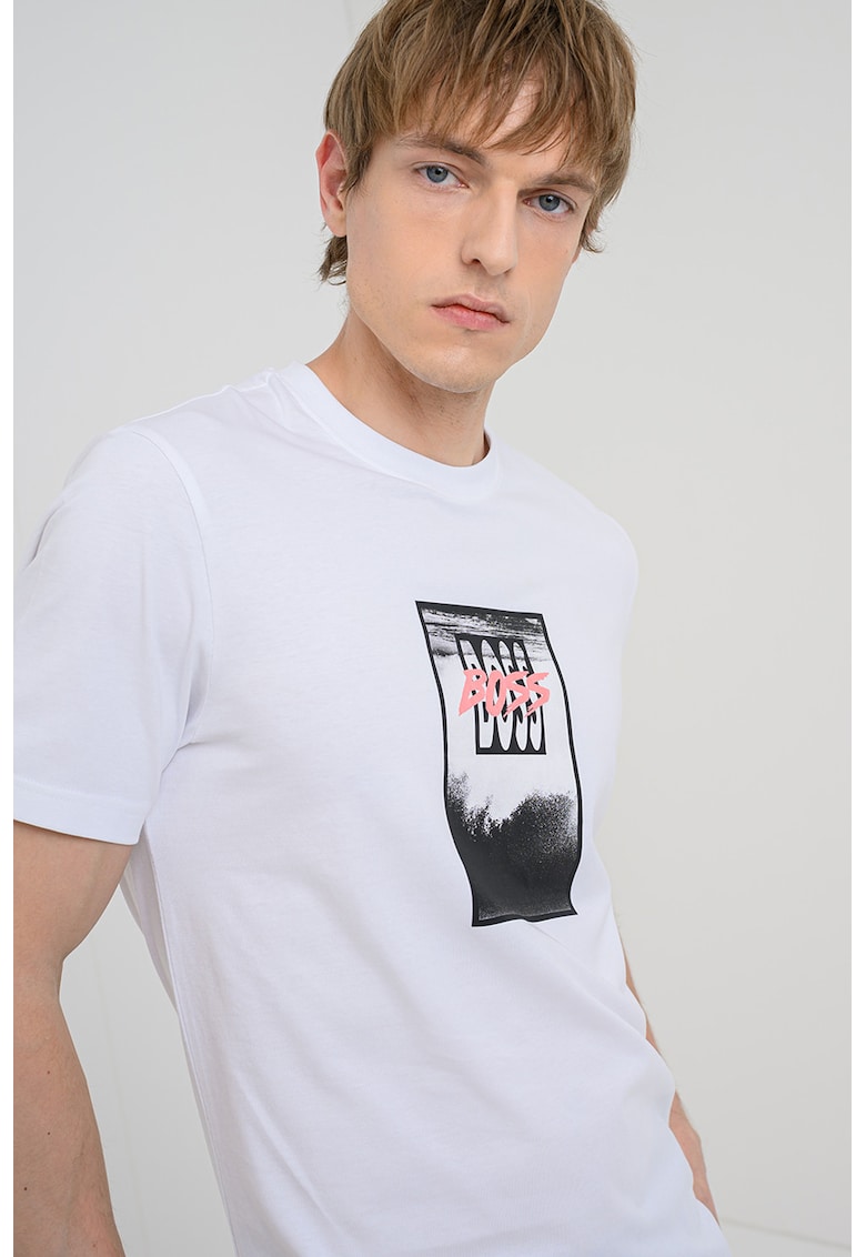 Tricou de bumbac cu imprimeu Dj - Alb optic