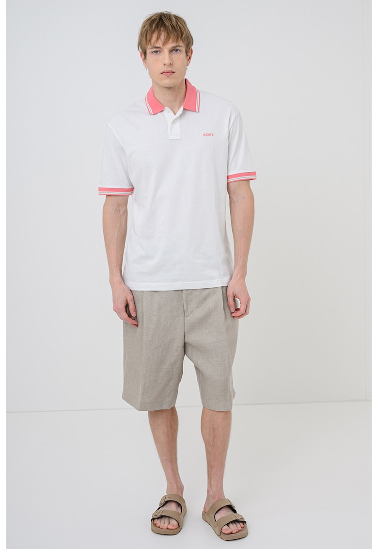 Tricou polo Blocks - Roz deschis/Alb optic
