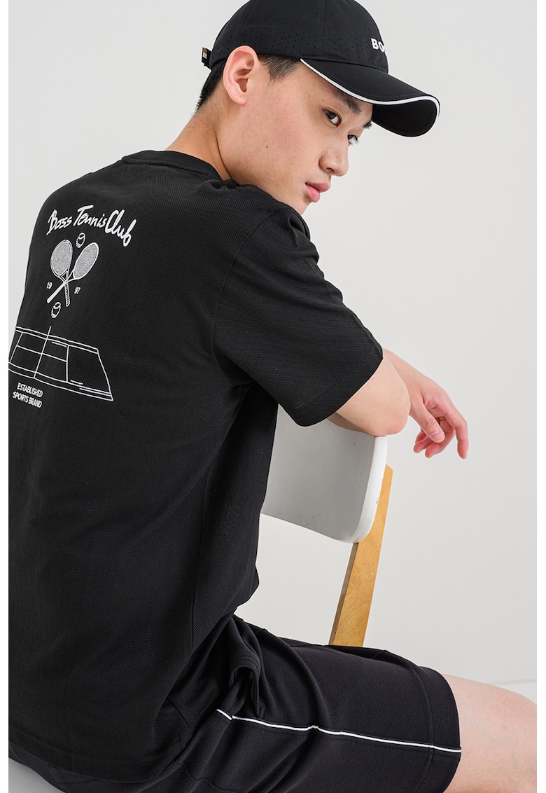 Tricou lejer cu imprimeu pe spate - Negru