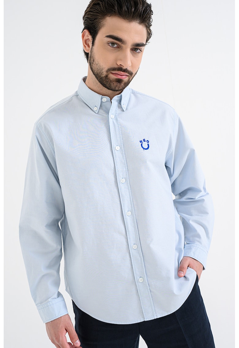 Camasa cu maneci lungi si guler Oxford - Albastru pastel