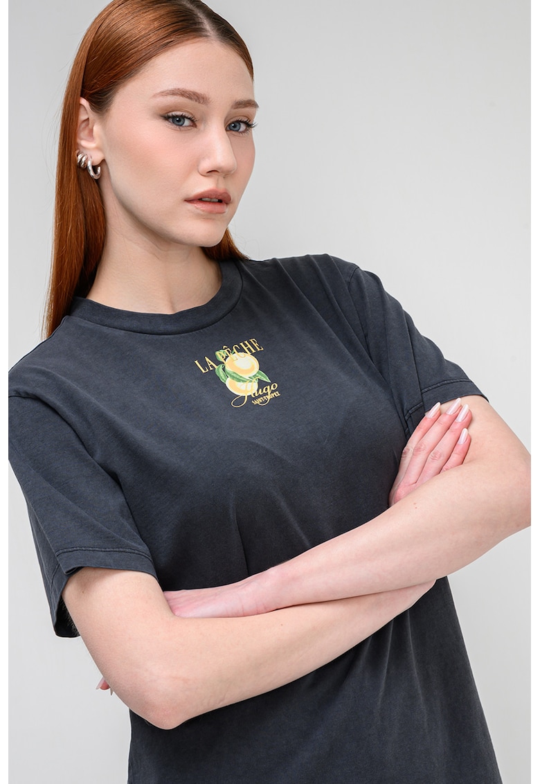 Tricou din bumbac cu imprimeu variate - Verde/Galben/Gri antracit