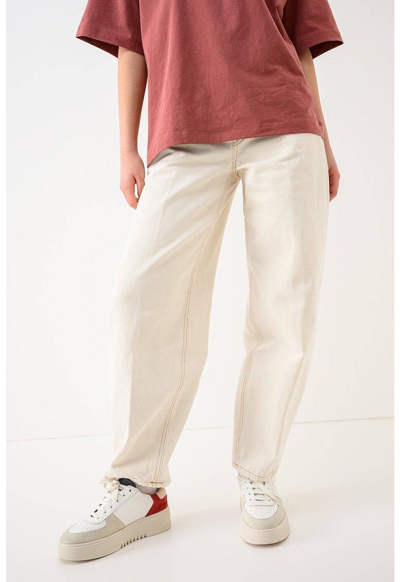 Blugi barrel cu talie inalta - Bej