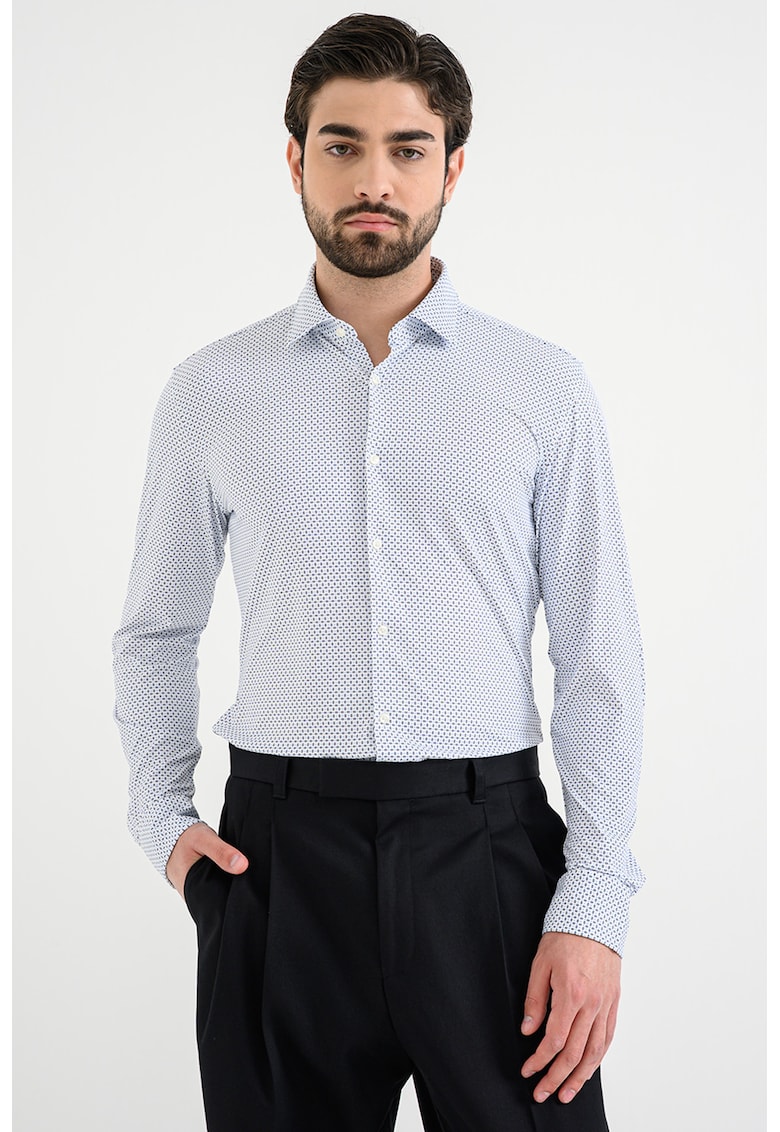 Camasa cu model si maneci lungi - Alb