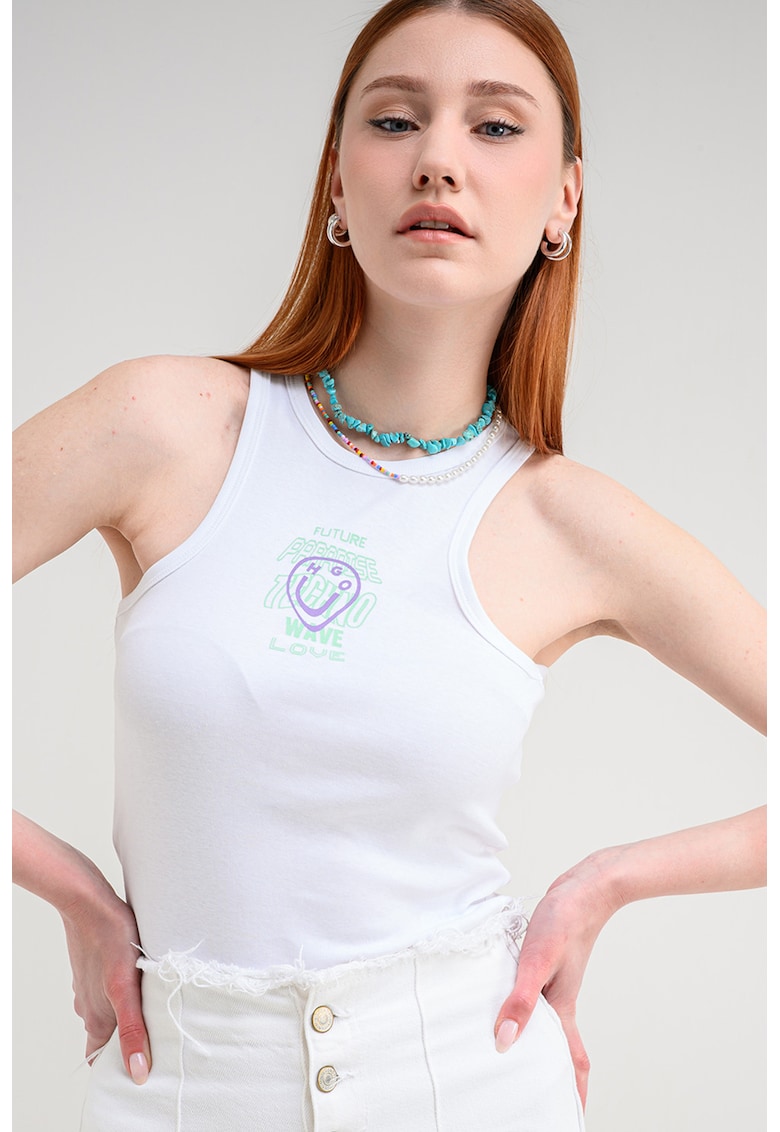 Top slim fit Dimartini - Alb/Violet/Verde menta