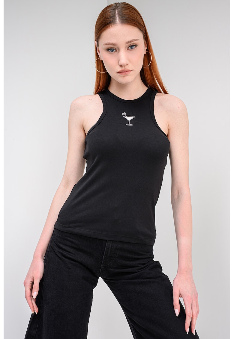 Top slim fit Dimartini - Negru/Alb optic