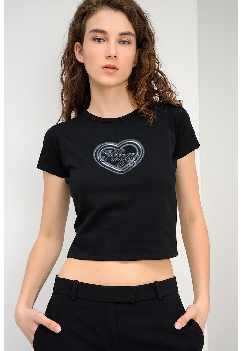 Tricou slim fit cu decolteu la baza gatului Dichroma - Negru/Gri