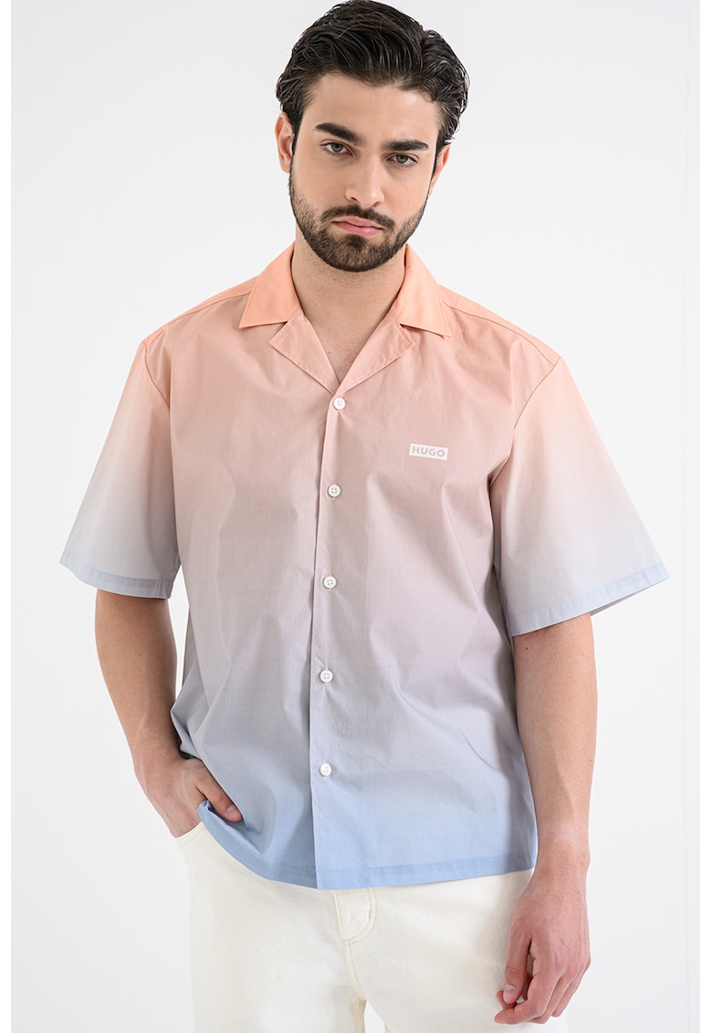 Camasa cu model tie-dye - logo si maneci scurte - Piersica