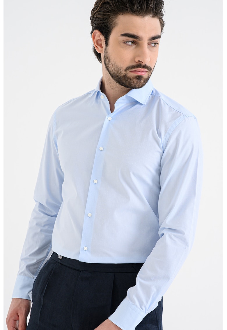 Camasa de bumbac cu maneci lungi - Albastru pastel