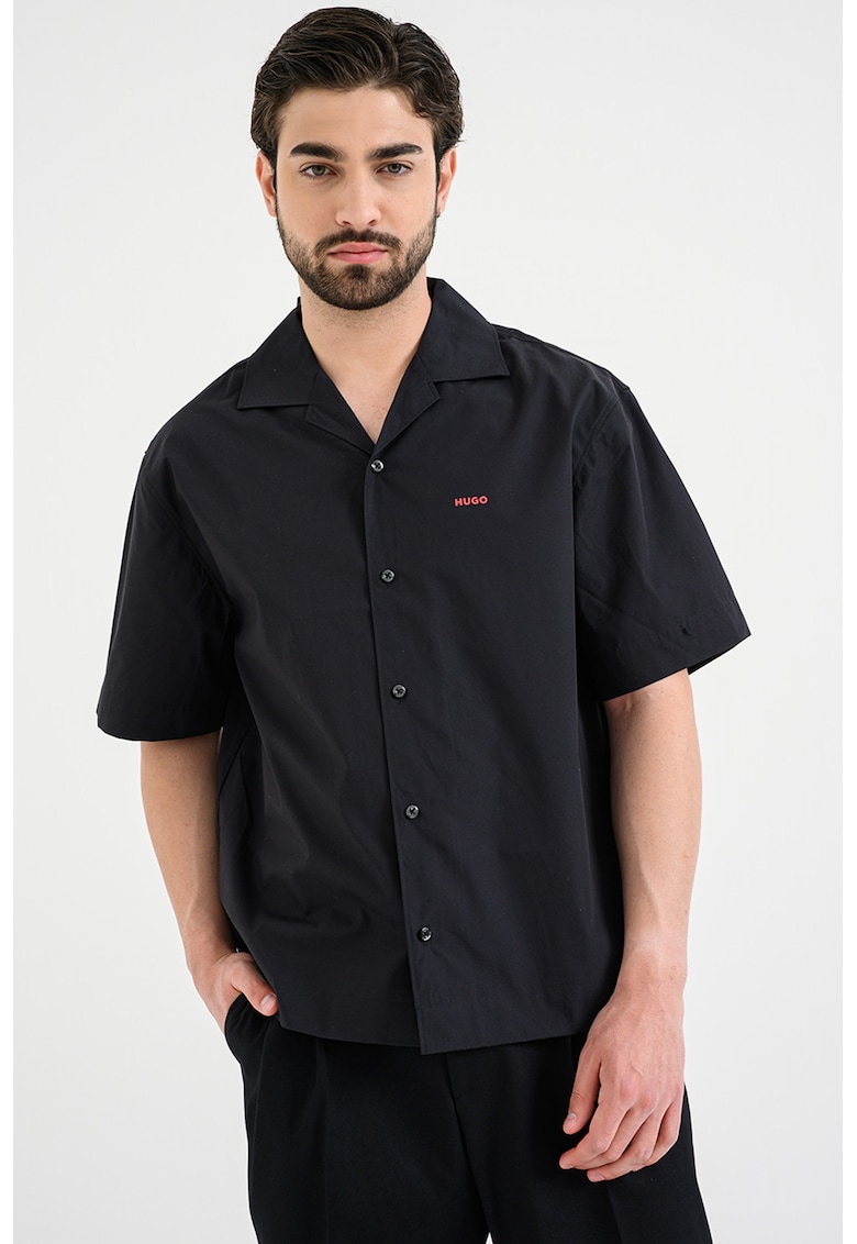 Camasa relaxed fit de bumbac - Negru