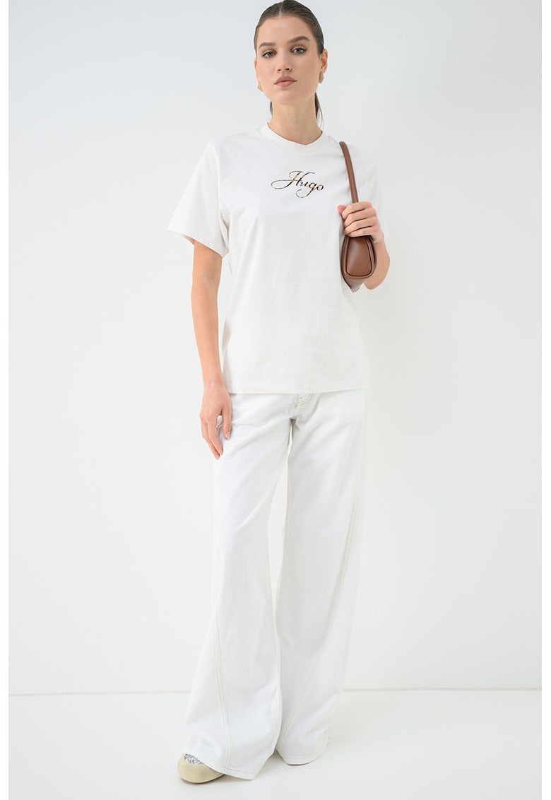 Tricou de bumbac cu logo - Alb murdar