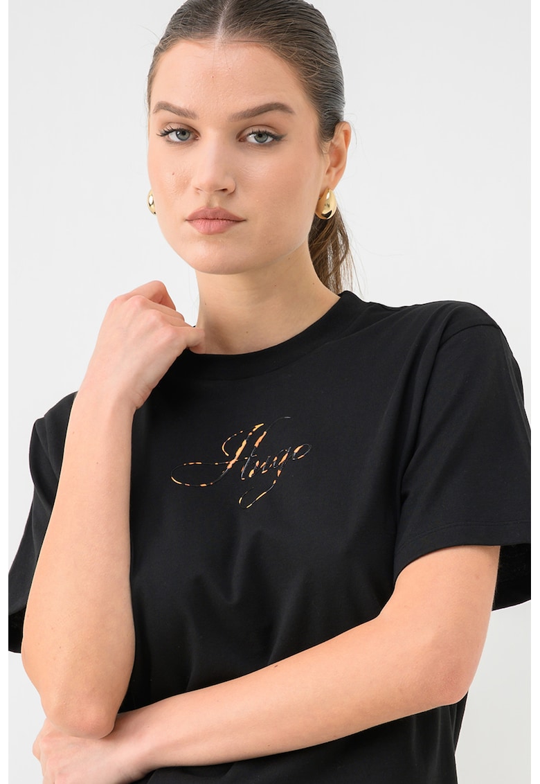 Tricou de bumbac cu logo - Negru