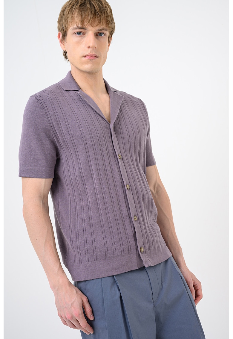 Cardigan cu nasturi si maneci scurte Neri - Violet aubergine