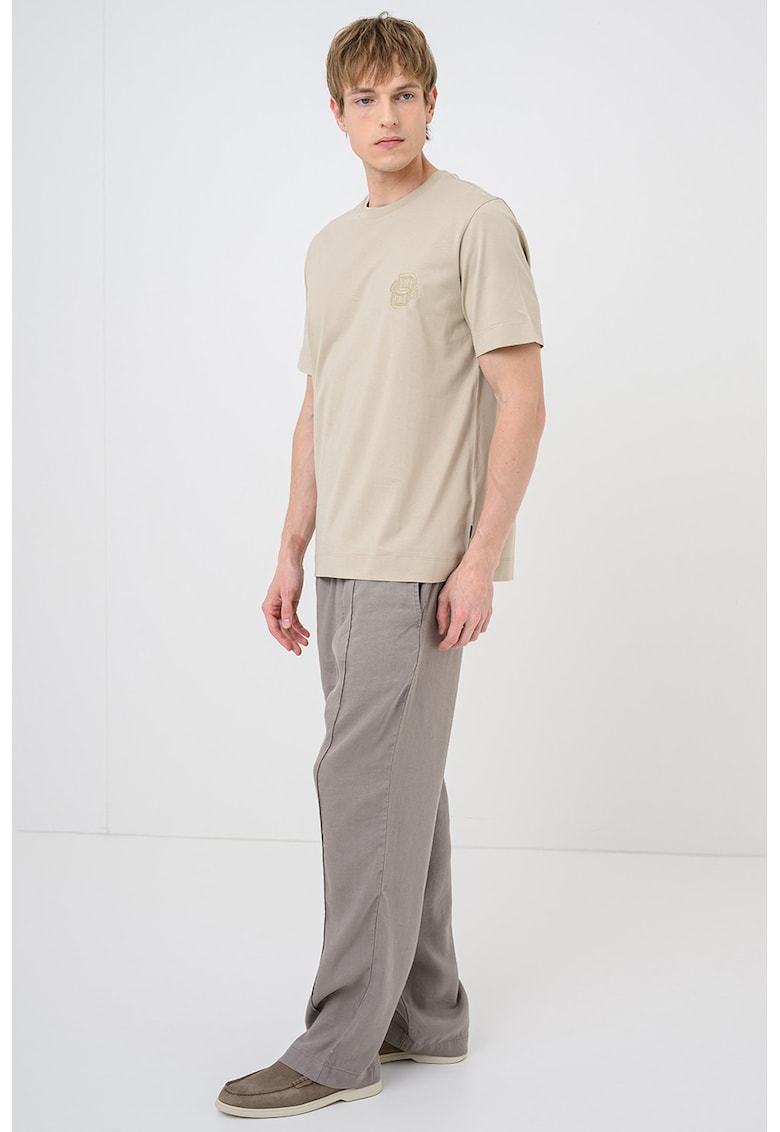 Tricou cu logo brodat Tames - Maro camel