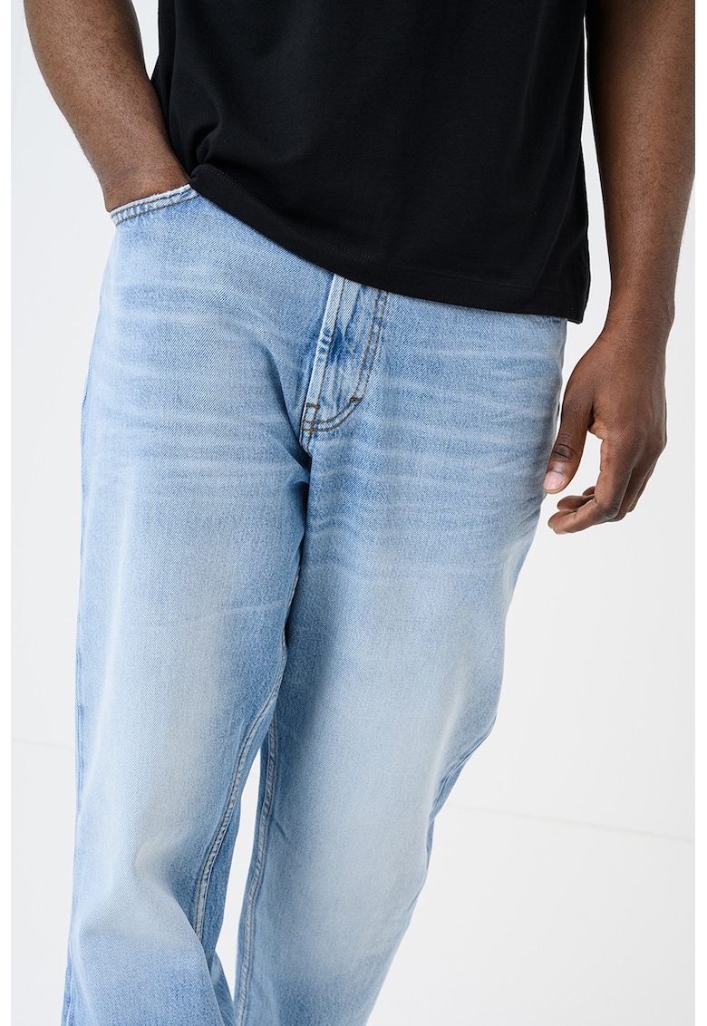 Blugi relaxed fit cu talie medie - Albastru deschis