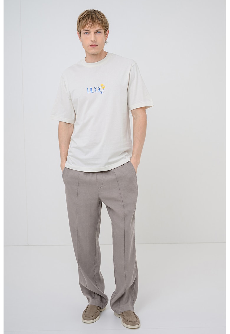 Tricou cu imprimeu grafic si logo Nulaxo - Crem