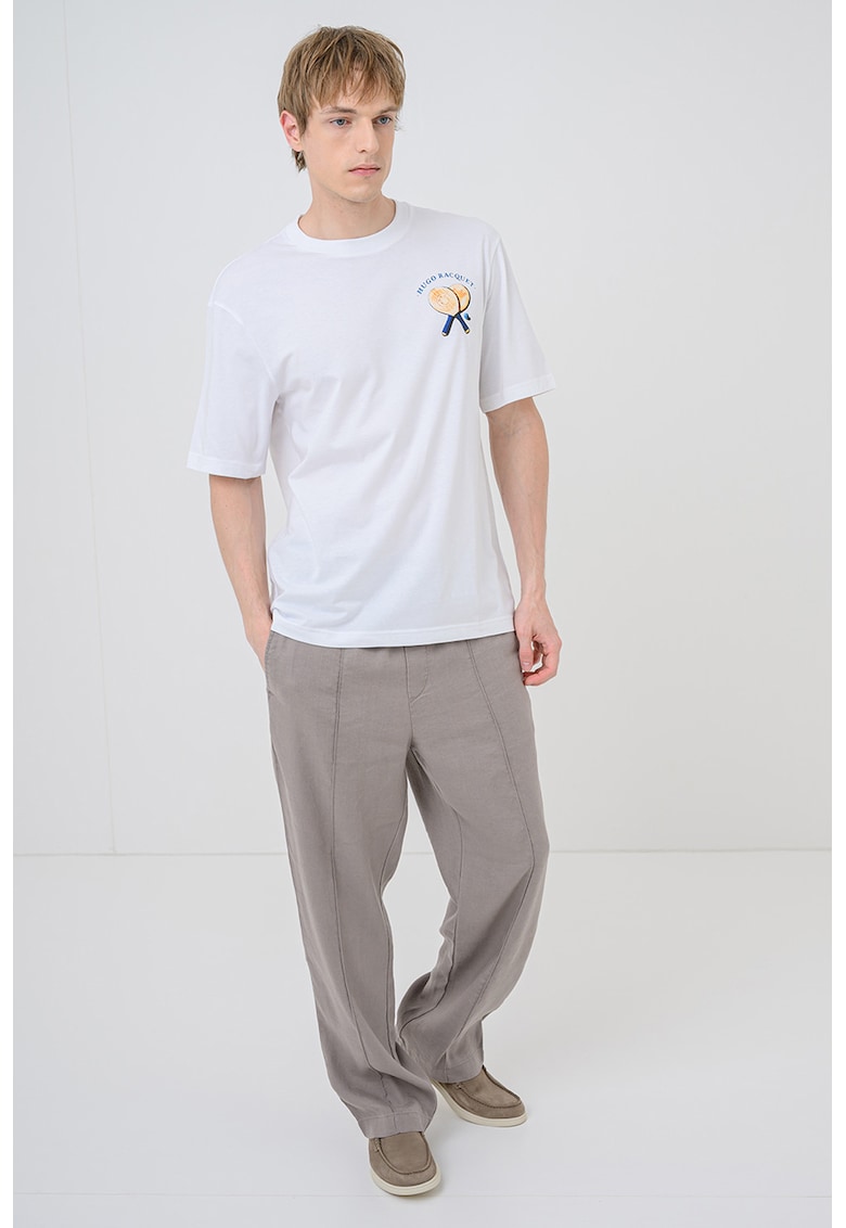 Tricou cu imprimeu grafic si logo Nulaxo - Alb optic