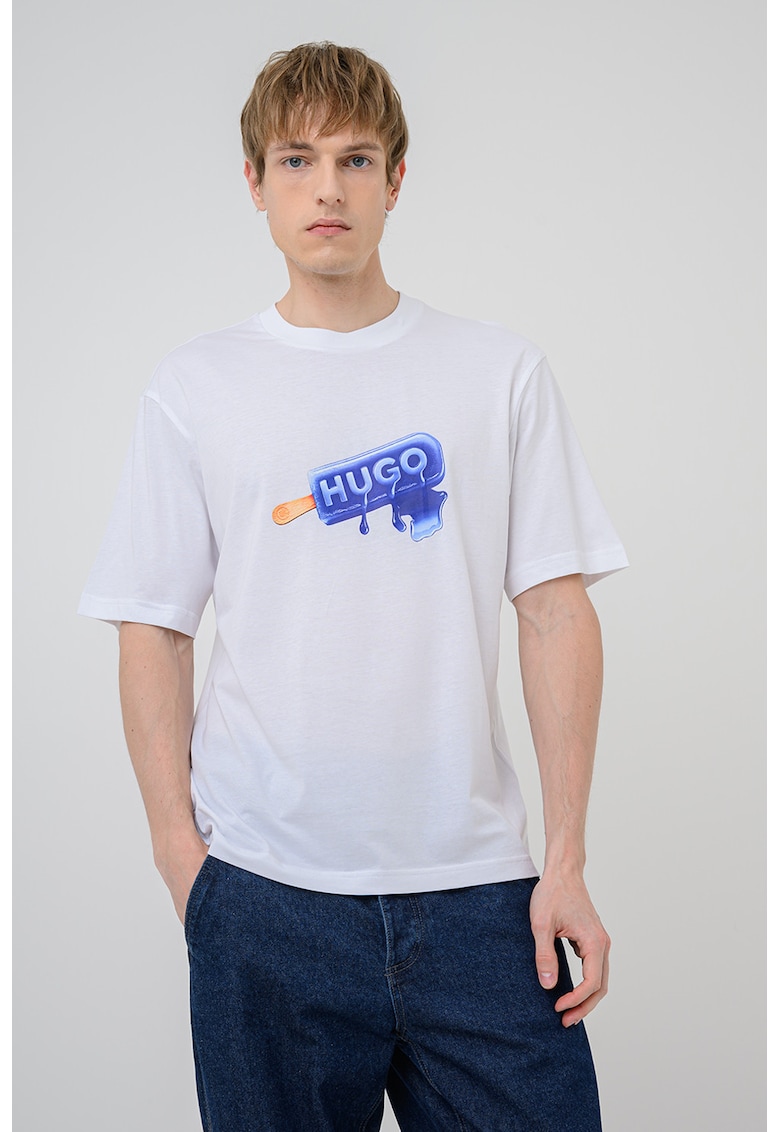Tricou de bumbac cu imprimeu logo Noglasy - Alb optic