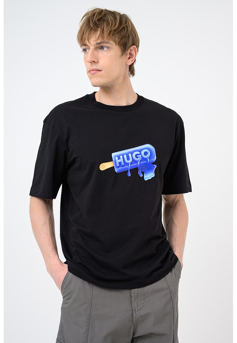Tricou de bumbac cu imprimeu logo Noglasy - Negru