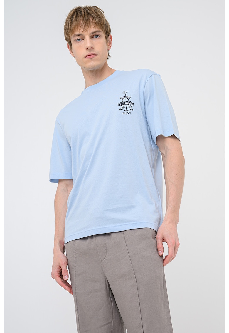 Tricou regular fit cu imprimeu Nucavo - Albastru pastel