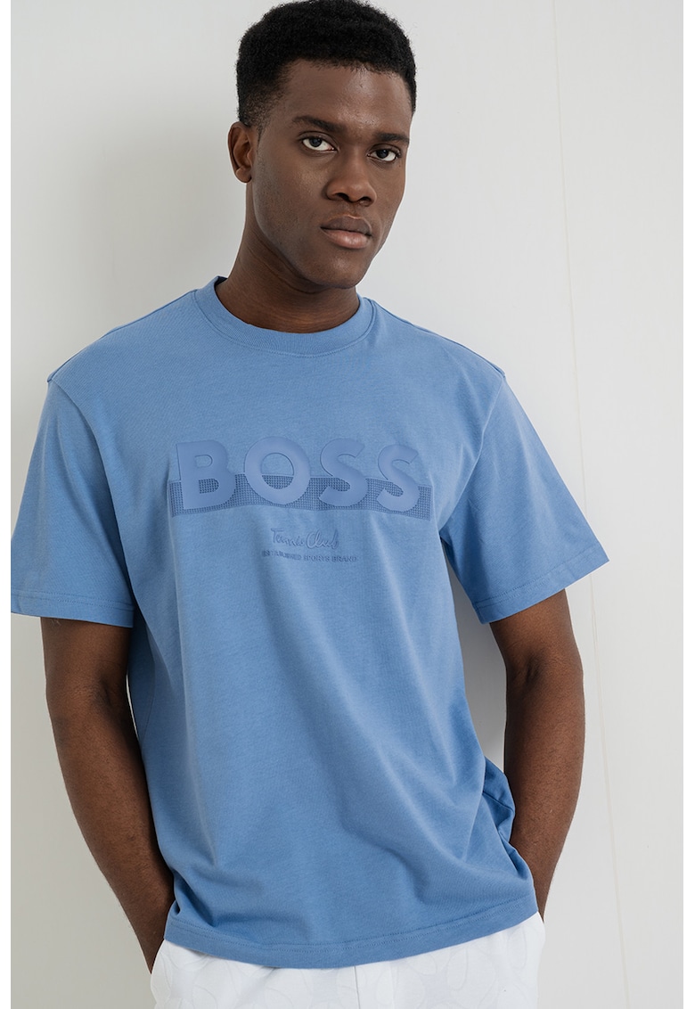 Tricou cu imprimeu logo - Albastru prafuit