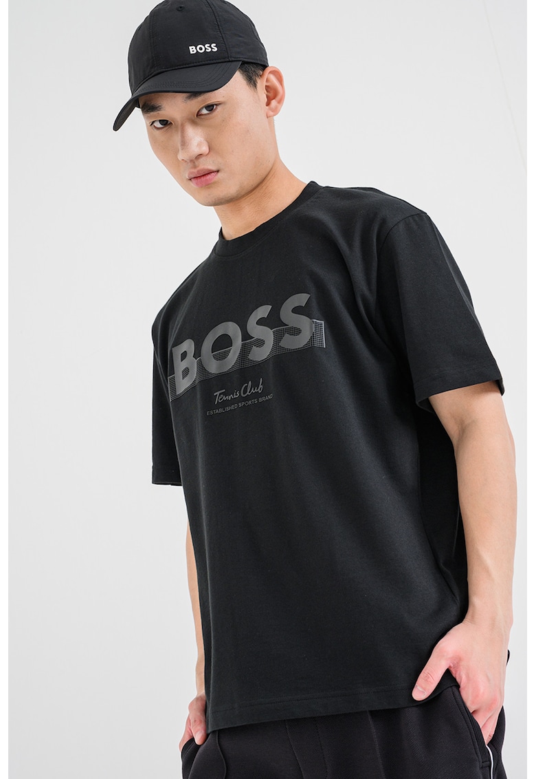 Tricou de bumbac cu imprimeu logo - Negru