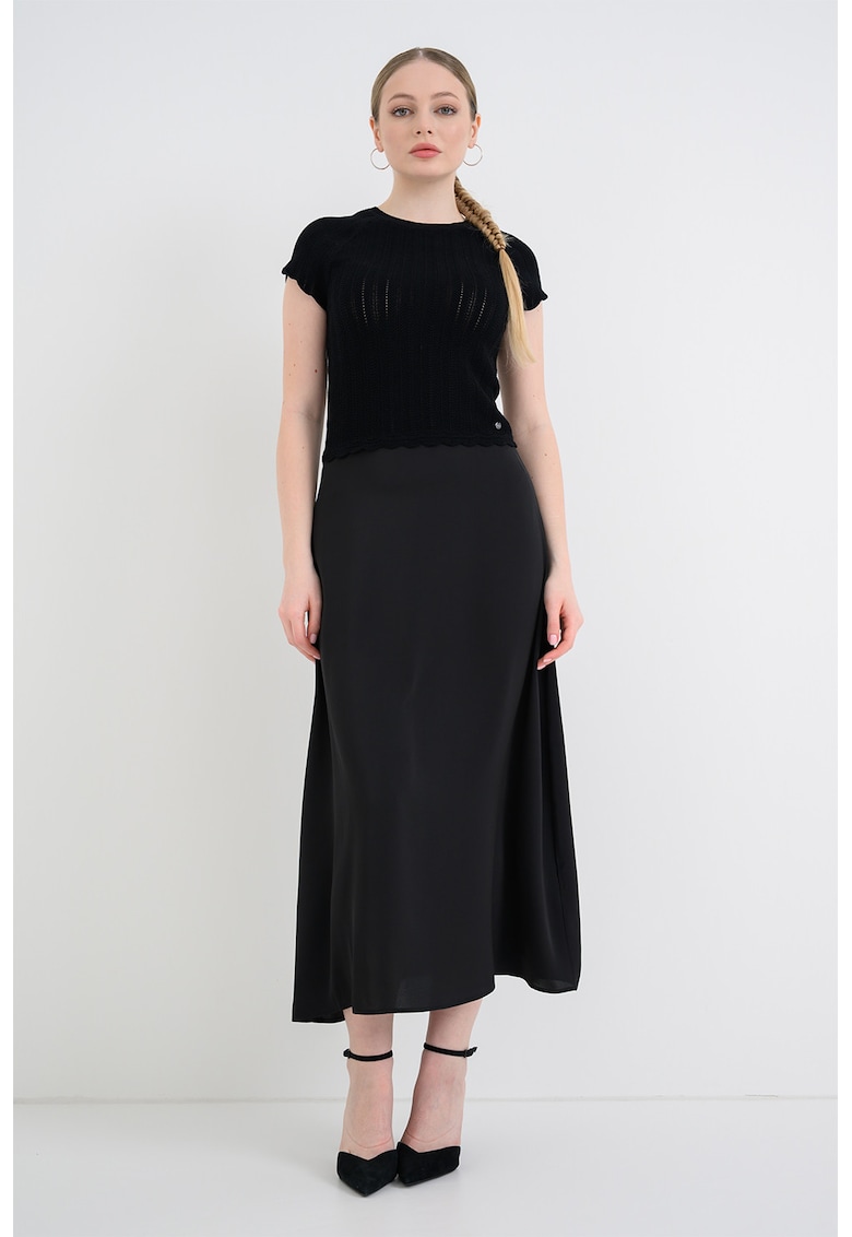 Rochie lunga evazata - Negru