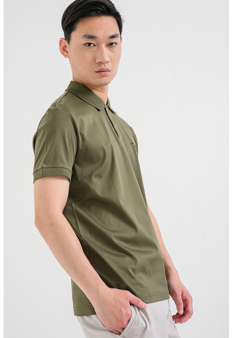 Tricou polo regular fit de bumbac - Verde padure
