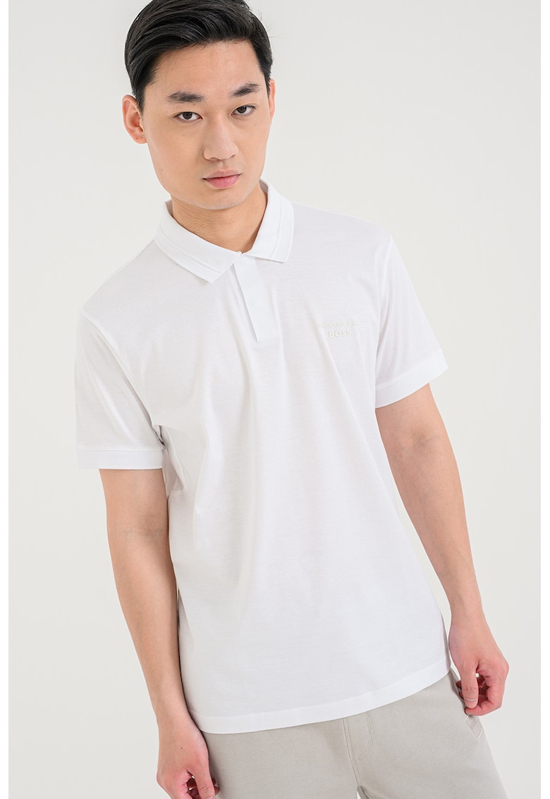 Tricou polo regular fit de bumbac - Alb