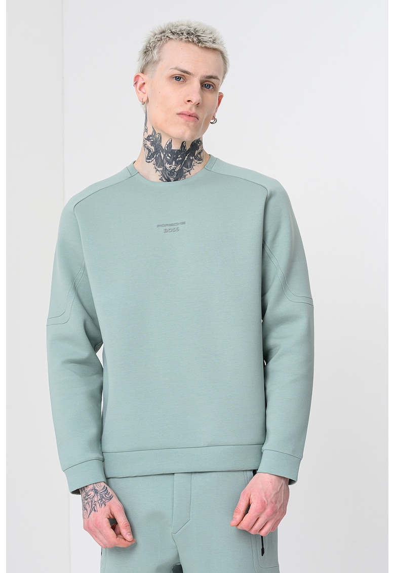 Bluza de trening cu maneci raglan - din amestec de modal Porsche - Verde sparanghel