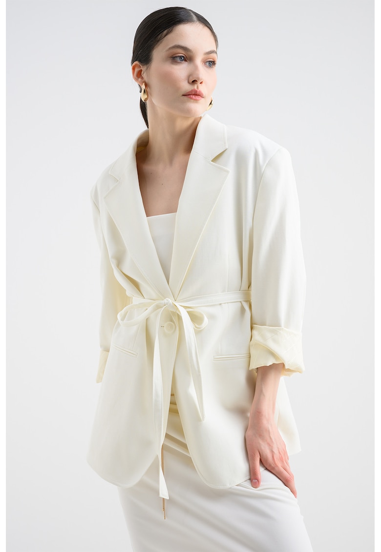 Sacou lejer cu prindere cu cordon - Alb fildes