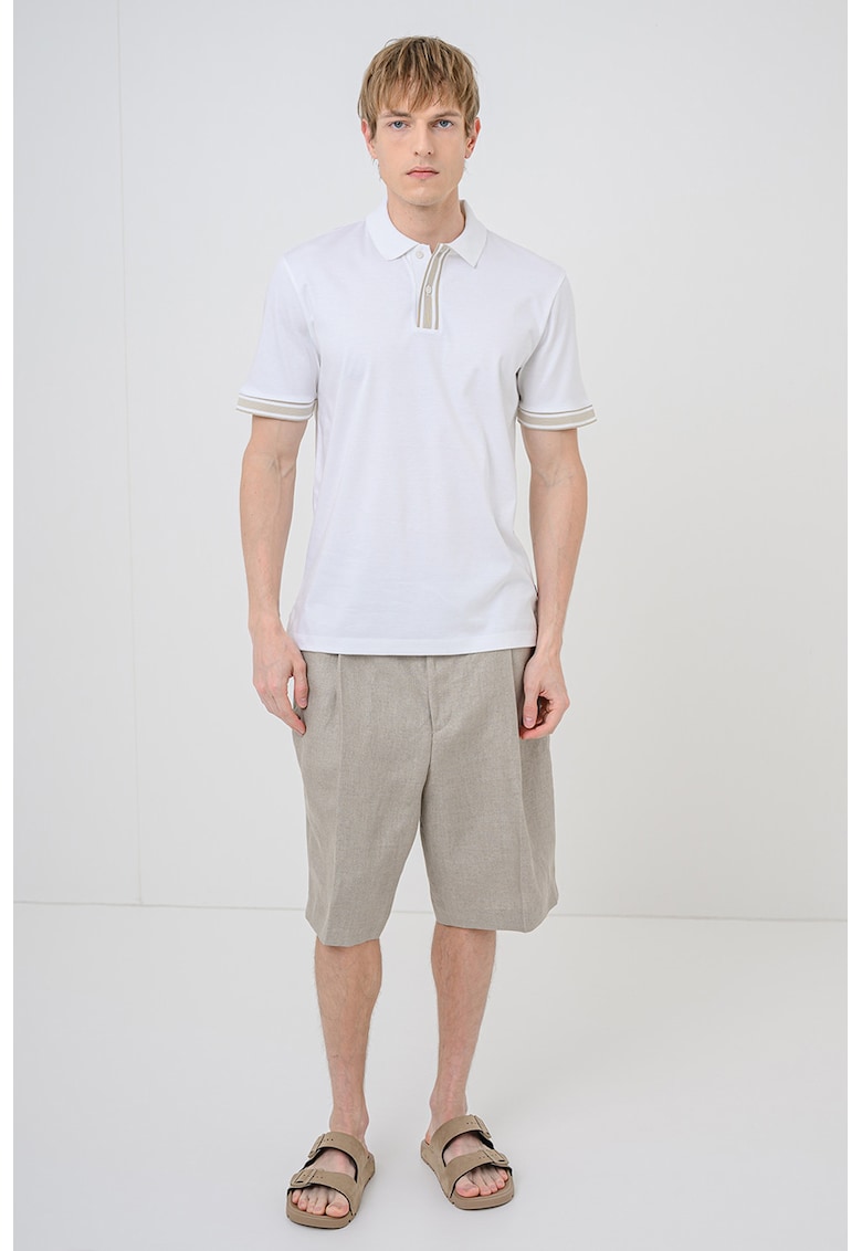 Tricou polo cu detalii contrastante Parlay - Alb optic
