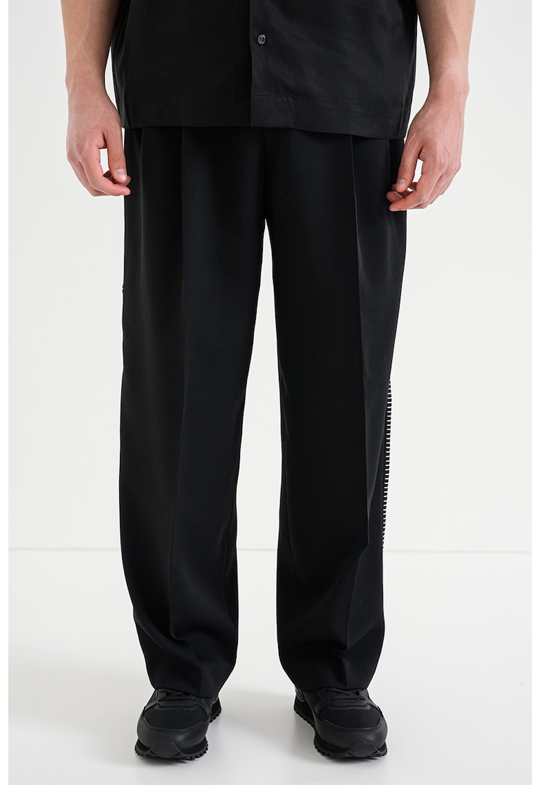 Pantaloni relaxed fit din amestec de lana - Alb/Negru