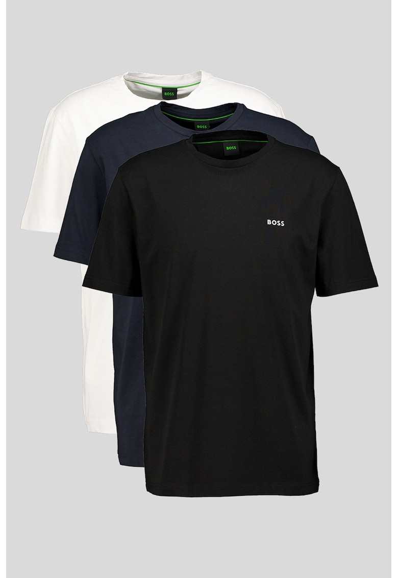 Tricou regular fit cu logo - Alb/Negru/Bleumarin